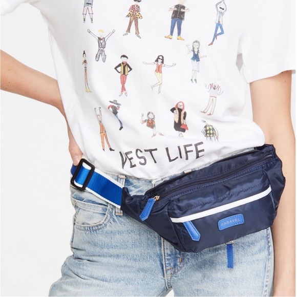 New Paravel Fold Up Belt Bag Blue Packable - Picture 2 of 8